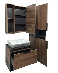 Шкаф-зеркало Comforty Штутгарт 60 дуб тёмно-коричневый 00004151036CF, 3