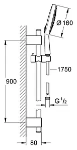 Душевая стойка Grohe Power&Soul Cosmopolitan 160 хром 27746000, 2