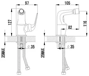 Смеситель для биде Lemark plus Advance хром LM1208C Смеситель для биде Lemark plus Advance хром LM1208C, 2