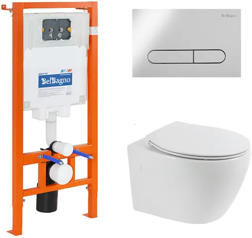 Комплект 5 в 1 BelBagno Prospero BB507B/BB1055SC/BB002-80/BB005-PR-CHROME с кнопкой хром глянцевый
