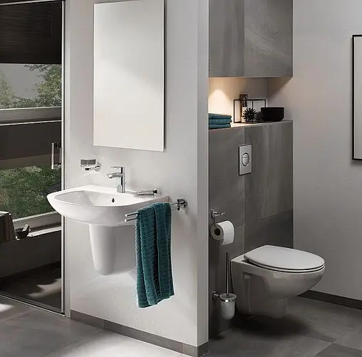 Комплект 6 в 1 Grohe Bau Ceramic 39586000 с кнопкой Skate Cosmopolitan 38732000 хром глянцевый