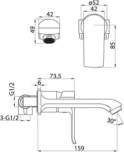 Смеситель для раковины из стены BelBagno Disco хром DIS-BCM-CRM Смеситель для раковины из стены BelBagno Disco хром DIS-BCM-CRM, 2