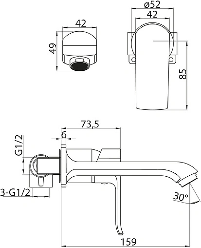 Смеситель для раковины из стены BelBagno Disco хром DIS-BCM-CRM Смеситель для раковины из стены BelBagno Disco хром DIS-BCM-CRM