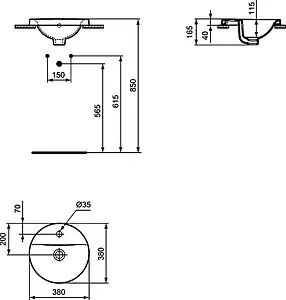 Раковина Ideal Standard Connect 38 белый E504101 Раковина Ideal Standard Connect 38 белый E504101, 2