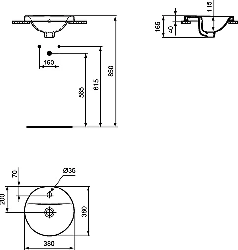 Раковина Ideal Standard Connect 38 белый E504101 Раковина Ideal Standard Connect 38 белый E504101