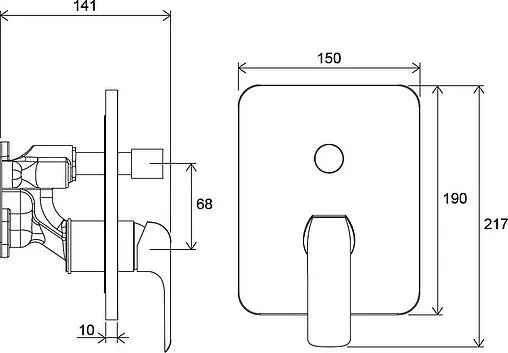 Смеситель для ванны скрытого монтажа Ravak Flat хром X070123