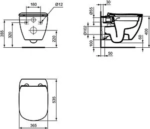 Унитаз подвесной безободковый Ideal Standard Tesi Rimless белый ZZ0003 Унитаз подвесной безободковый Ideal Standard Tesi Rimless белый ZZ0003, 2