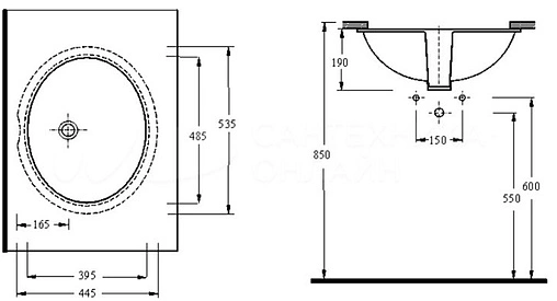 Раковина beWash Balaton 53 белый 91531001 Раковина beWash Balaton 53 белый 91531001