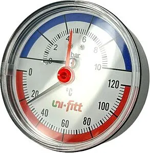 Термоманометр радиальный Uni-fitt 80мм 10 бар 120°С ½&quot; 311D3442, 3