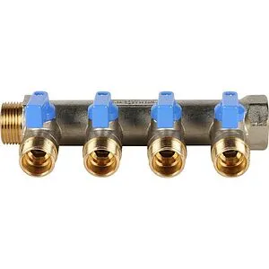 Коллектор запорный проходной 4 отвода синий ¾"в/н x ½"н Stout SMB 6201 341204 Коллектор запорный проходной 4 отвода синий ¾"в/н x ½"н Stout SMB 6201 341204, 4