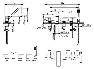 Смеситель на борт ванны на 5 отверстий Bravat Phillis хром F556101C-RUS Смеситель на борт ванны на 5 отверстий Bravat Phillis хром F556101C-RUS, 2
