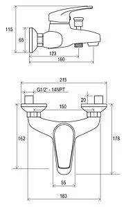 Смеситель для ванны Ravak Neo NO 022.00/150 хром X070017, 2