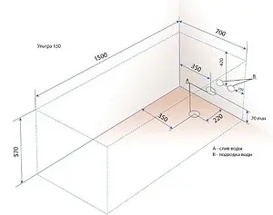 Ванна акриловая Triton Ультра 150x70 Щ0000012096 Ванна акриловая Triton Ультра 150x70 Щ0000012096, 3
