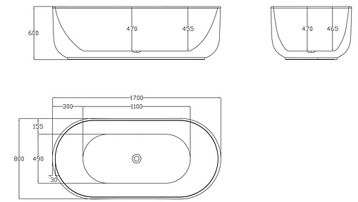 Ванна акриловая отдельностоящая BelBagno 170x80 BB401-1700-800