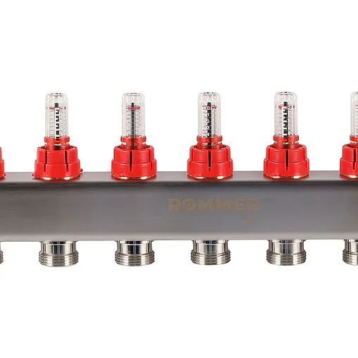 Группа коллекторная с расходомерами 7 отводов 1&quot;в/в x ¾&quot;ек Rommer RMS-1200-000007