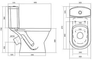 Унитаз-компакт Santek Алькор белый 1WH302140 Унитаз-компакт Santek Алькор белый 1WH302140, 2