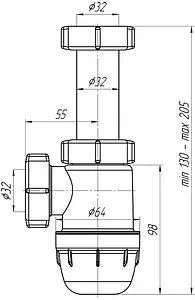 Сифон бутылочный для раковины Ани Пласт Юнг белый BM1020 Сифон бутылочный для раковины Ани Пласт Юнг белый BM1020, 2