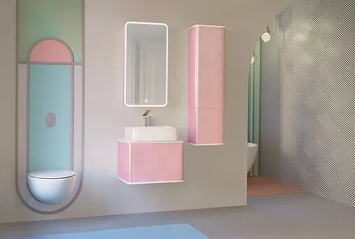 Шкаф-зеркало Jorno Pastel 46 R розовый иней Pas.03.46/PI