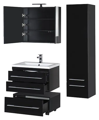 Шкаф-зеркало Aquanet Нота 75 чёрный 169190