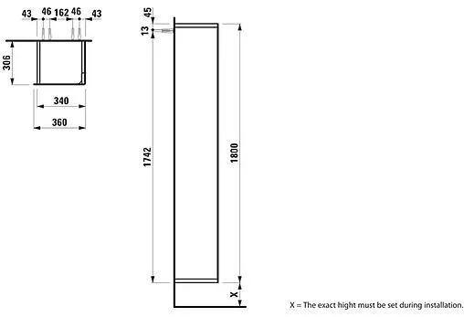 Шкаф-пенал подвесной Laufen INO 36 R белый 4.2545.2.030.170.1