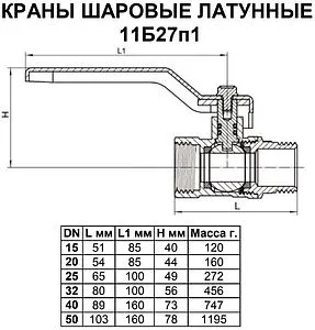 Кран шаровый 2&quot;в x 2&quot;н Ci 11Б27п1 ШГ 01.02.0000500, 2