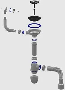 Сифон бутылочный для мойки с переливом Unicorn B426Р Сифон бутылочный для мойки с переливом Unicorn B426Р, 3