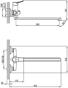 Смеситель для ванны с длинным изливом Milardo Amplex хром AMPSB02M10 Смеситель для ванны с длинным изливом Milardo Amplex хром AMPSB02M10, 2