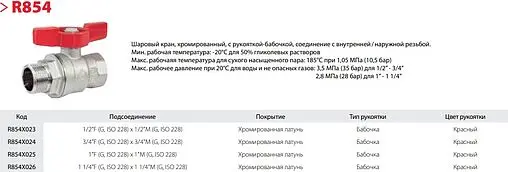 Кран шаровый ½&quot;в x ½&quot;н Giacomini R854X023
