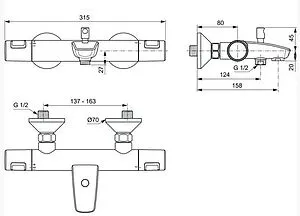 Термостат для ванны Ideal Standard Ceratherm T25 хром A7206AA Термостат для ванны Ideal Standard Ceratherm T25 хром A7206AA, 2