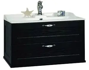 Тумба-умывальник подвесная Aquaton Леон 80 ясень чёрный 1A1863K0LBPT0, 1