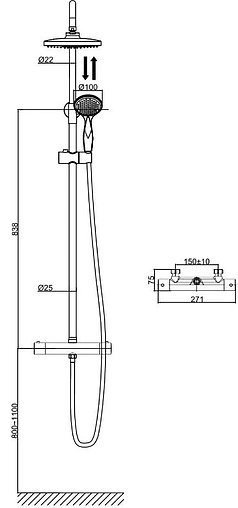 Душевая система с термостатом для душа D&amp;K Bayern.Potsdam хром DA2123701B10