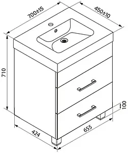 Тумба-умывальник напольная IDDIS Custo 70 белый CUS70W0i95+0047000i28 Тумба-умывальник напольная IDDIS Custo 70 белый CUS70W0i95+0047000i28, 2