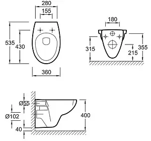 Комплект 5 в 1 Jacob Delafon Patio E21734RU-00 с кнопкой E4316-CP хром глянцевый Комплект 5 в 1 Jacob Delafon Patio E21734RU-00 с кнопкой E4316-CP хром глянцевый, 4