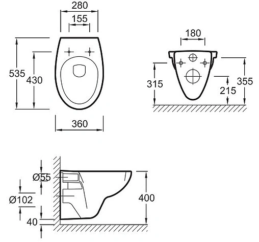 Комплект 5 в 1 Jacob Delafon Patio E21734RU-00 с кнопкой E4316-CP хром глянцевый
