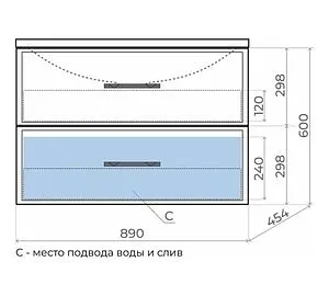 Тумба-умывальник подвесная Uperwood Foster 90 серый графит 291020542 Тумба-умывальник подвесная Uperwood Foster 90 серый графит 291020542, 2
