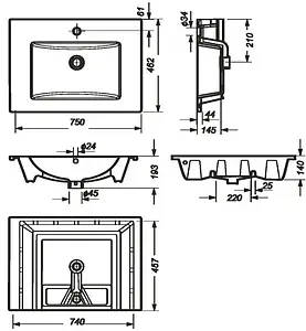 Раковина Sanita Luxe Quadro 75 белый WB.FN/Quadro/75-C/WHT.G/S1, 2