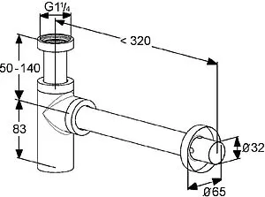 Сифон бутылочный для раковины Kludi чёрный матовый 1002039-00 Сифон бутылочный для раковины Kludi чёрный матовый 1002039-00, 2