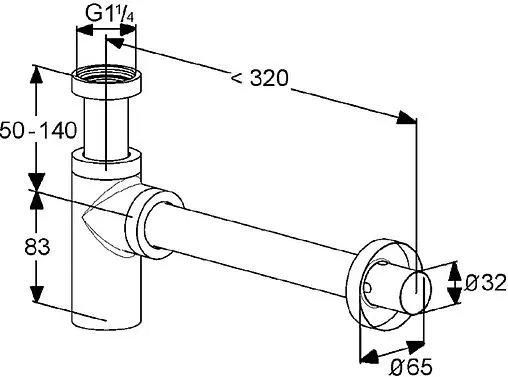 Сифон бутылочный для раковины Kludi чёрный матовый 1002039-00 Сифон бутылочный для раковины Kludi чёрный матовый 1002039-00