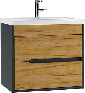 Тумба-умывальник подвесная Домино Karat 60 дуб вотан/антрацит DK3203T+4640021060773, 1