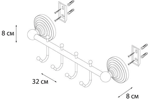 Планка с 4-мя крючками Fixsen Retro бронза FX-83805-4