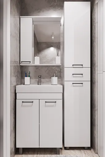 Тумба-умывальник напольная Айсберг Контраст 60 белый DA2709T+4607152361674