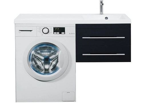 Тумба-умывальник подвесная над стиральной машиной Aquanet Верона 120 R чёрный 00180175+00239568