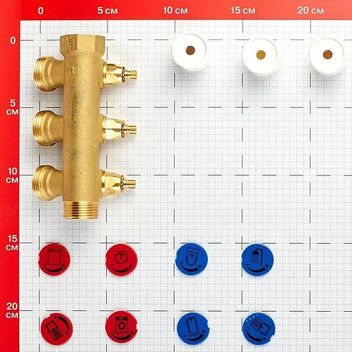 Коллектор регулирующий проходной 3 отвода ¾&quot;в/н x ¾&quot;ек TECE 8730007