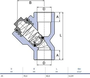 Клапан обратный пружинный 25мм x 25мм Ekoplastik SZKL025XXX Клапан обратный пружинный 25мм x 25мм Ekoplastik SZKL025XXX, 2