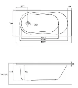Ванна акриловая Cersanit Nike 150x70 63346, 2
