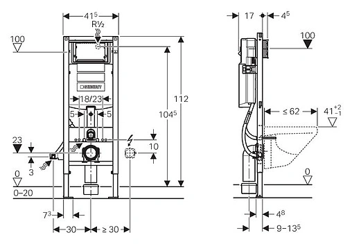 Инсталляция для подвесного унитаза Geberit Duofix Sigma 12 111.361.00.5