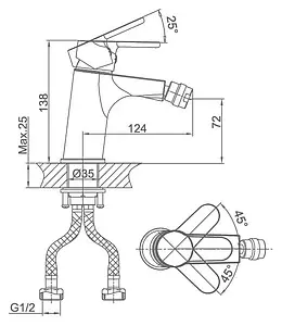 Смеситель для биде D&K Marx Rhein хром DA1392201 Смеситель для биде D&K Marx Rhein хром DA1392201, 2