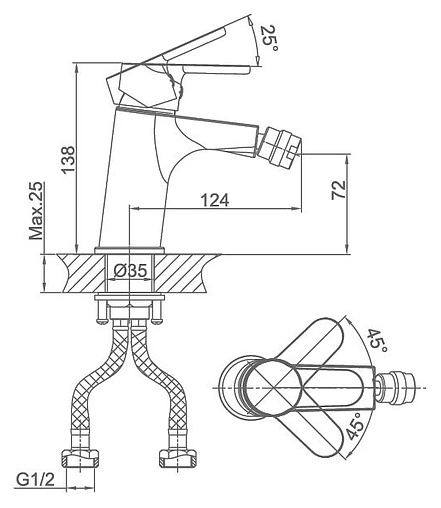 Смеситель для биде D&amp;K Marx Rhein хром DA1392201