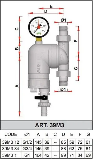 Фильтр тонкой очистки воды ½"н x ½"н Far FA 39M3 12