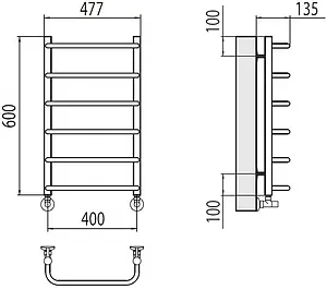 Полотенцесушитель водяной лесенка Terminus Стандарт П6 400х600 полированная сталь 4670078530318, 2